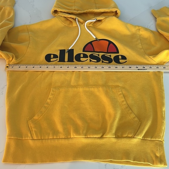 Ellesse Yellow Hoodie Front Logo Drawstring Size Medium Unisex - Picture 2 of 7